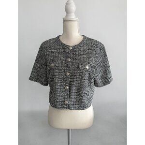 H&M Gray Black Button Jacket Top Size Medium